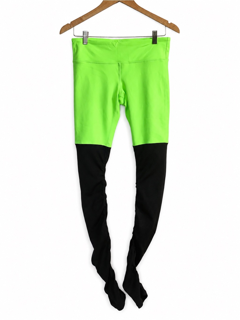 ALO Yoga Goddess Ribbed Legging in a vibrant Green & Black | Size Medium - Picture 3 of 10